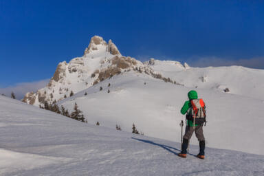 Man climbing mountain