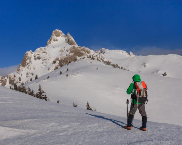 Man climbing mountain