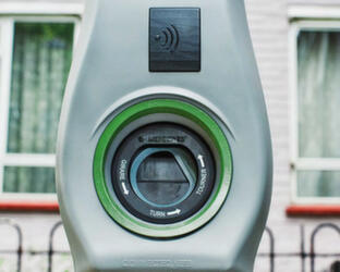 Connected Kerb Charging Point EV charging point mounted on a lamp post