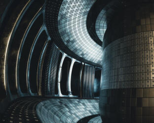 Tokamak Fusion Reactor 3D rendering of a tokamak reactor